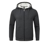 MoFiz Chaqueta forro polar hombre Sudadera Hombre Chaqueta invierno hombre con capucha para hombre Sudadera cálida de invierno de forro polar con cremallera Cómoda sudadera de sherpaGris oscuro 3XL