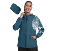 MoFiz Chaquetas Impermeables Mujer Chaqueta chubasquero Plegable Ligero Cortavientos Impermeable para Ciclismo Acampada Trekking Viajes Senderismo Azul lago Talla EU 2XL