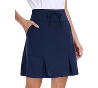 MoFiz Falda de Tenis para Mujer Falda de Golf con pantalón Interiores,hasta la Rodilla,Cintura Alta,para Tenis,Golf Deportes de Verano Azul Marino S
