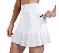 MoFiz Falda Tenis Mujer Faldas Deportivas Plisadas Verano Skirt con Bolsillos Falda Pantalon Golf Tenis Verano Skirt Blanco S