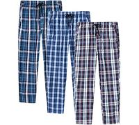 MoFiz Hombre Pantalones de Pijama Algodón Salón a Cuadros Pijama Larga Casual Patalones acon Bolsillos 3Pack-C XXL