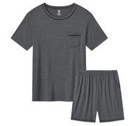 MoFiz Hombre Pijamas Verano Suave Conjunto de Pijama Ropa de Dormir Dos Piezas Camiseta Manga Corta y Pantalón Corto con Bolsillos Liso Gris Oscuro EU XXL