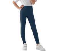 MoFiz Pantalon Equitacion Niña Mallas Equitacion Pantalones Montar a Caballo Niña con Bolsillo para Verano Azul 158-164