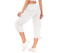 MoFiz Pantalones 3/4 Mujer Verano Pantalones Piratas Cargo de Senderismo y Viajes Pantalon Capri Informales de Moda con 6 Bolsillos Blanco Talla 2XL