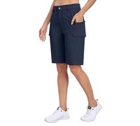 MoFiz Pantalones Cortos Cargo para Mujer Trekking Corto Verano Ligeros Cintura Alta Impermeables Bermudas Shorts con Bolsillo Cremallera