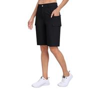 MoFiz Pantalones Cortos Cargo para Mujer Trekking Corto Verano Ligeros Cintura Alta Impermeables Bermudas Shorts con Bolsillo Cremallera