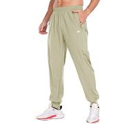 MoFiz Pantalones Deportivos Ligeros de Chándal Hombre Pantalón Largo de Secado Rápido Jogger con Bolsillos de Cremallera Caqui EU 4XL