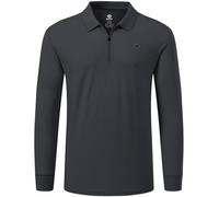 MoFiz Polo Hombre Algodón Poloshirt Manga Larga Color Sólido Polo Camisas Golf Negocios T-Shirt Top con Cremallera Gris Oscuro 3XL