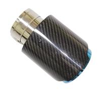 Mofle trasero 1 Uds. Universal coche brillante fibra de carbono silenciador punta sistema escape tubo silenciadores boquilla recta acero inoxidable azul(60MM IN 114MM OUT)