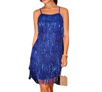 MOFLORA, mini vestido sexy para mujer, con cuello en V profundo, sin espalda, patchwork, Bodycon, con flecos de verano, borla, para club, fiesta, graduación, tiras, M