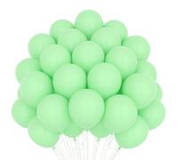 MOFOVS | 50 globos verdes pastel 30,5 cm opacos 2ª generación látex natural biodegradables ecológicos inflables aire helio agua baby shower bautizo cumpleaños fiestas de graduación arco macaron