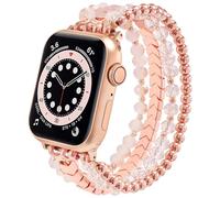 MOFREE Pulsera de cuentas compatible con Apple Watch Band 42mm/44mm/45mm Series 9/8/7/SE/6/5/4/3/2/1, correa elástica hecha a mano para iWatch Band de repuesto