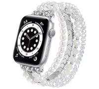 MOFREE Pulsera de cuentas compatible con Apple Watch Band de 38 mm, 40 mm, 41 mm, para mujer, correa elástica hecha a mano para iWatch Series SE, 8, 7, 6, 5, 4, 3, 2, 1