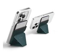 MOFT Cartera Magsafe para iPhone 15 14 13 12 Series, Soporte Magnético de Cuero Vegano para Teléfono Tarjetero con 3 Ángulos de Visión, Fuerza Magnética Mejorada (Cedro Lago Verde)