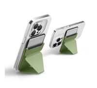 MOFT Cartera Magsafe para iPhone 15 14 13 12 Series, Soporte Magnético de Cuero Vegano para Teléfono Tarjetero con 3 Ángulos de Visión, Fuerza Magnética Mejorada (Verde Bambú)