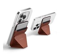 MOFT Cartera Magsafe para iPhone 15 14 13 12 Series, Soporte Magnético de Cuero Vegano para Teléfono Tarjetero con 3 Ángulos de Visión, Fuerza Magnética Mejorada (Marrón)