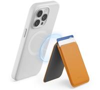 MOFT Cartera MagSafe, tarjetero para 1-2 tarjetas, fuerte cartera magnética con ajuste de ángulo, cartera de teléfono de cuero vegano MOVAS para iPhone 15/14/13/12, naranja
