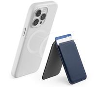 MOFT Cartera MagSafe, tarjetero para 1-2 tarjetas, fuerte cartera magnética con ajuste de ángulo, cartera de teléfono de cuero vegano MOVAS para iPhone 15/14/13/12, color azul marino