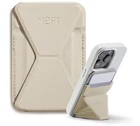 MOFT MagSafe Cartera Soporte para iPhone 16/15/14/13 Series Compatible con MagSafe, Soporte Magnético de MOVAS Cuero Vegano para Teléfono con 3 Ángulos de Visión, 2 Soportes Tarjetas (Blanco Playa)