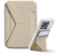 MOFT MagSafe Cartera Soporte para iPhone 17/16/15/14/13 Series Compatible con MagSafe, Soporte Magnético de MOVAS Cuero Vegano para Teléfono con 3 Ángulos de Visión, 2 Soportes Tarjetas (Beige Tierra)