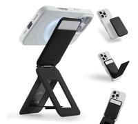 MOFT MOFT Trípode para Smartphone, Cartera 3 en 1 y Soporte Ajustable para Teléfono Móvil Soporte Magnético para Tarjetas Mini Trípode, Compatible con NFC, Piel Vegana MOVAS, Negro Azabache