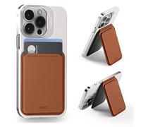 MOFT Tarjetero magnético para teléfono móvil, cartera ajustable con ventana de identificación abierta, soporte para teléfono para iPhone 15/14/13/12, 2 soportes para tarjetas, color marrón