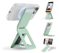 MOFT Trípode para Smartphone, Cartera 3 en 1 y Soporte Ajustable para Teléfono Móvil Soporte Magnético para Tarjetas Mini Trípode, Compatible con NFC, Piel Vegana MOVAS, Menta