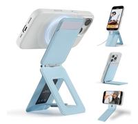 MOFT Trípode para Smartphone, Cartera 3 en 1 y Soporte Ajustable para Teléfono Móvil Soporte Magnético para Tarjetas Mini Trípode, Compatible con NFC, Piel Vegana MOVAS, Azul Neblina De Hielo