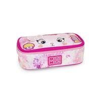 Mofu Mofu - Estuche escolar oficial Mofu Mofu, estuche ovalado para niñas, ideal para guardar la papelería, con divisor interior y trabillas elásticas, práctico cierre de cremallera, 22 x 7,5 x 11 cm,