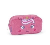 Mofu Mofu - Bolsa portatodo Oficial Mofu Mofu, Bolsa Porta Objetos para Bolsos y Mochilas, con práctico Cierre de Cremallera y Detalles Fluffy, Idea de Regalo para niña y niño, 22 x 5 x 12 cm, Lila,