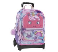 Mofu Mofu - Mochila escolar con ruedas Mofu Mofu, asa ajustable, trolley desmontable, correas acolchadas y ajustables, 2 compartimentos principales, bolsillo frontal, cierres de cremallera, 34 x 52 x