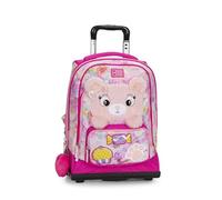 MOFU MOFU, Mochila Escolar Trolley Mofu Mofu con Oso, Asa Ajustable Desmontable, Tirantes Acolchados Ajustables, 2 Compartimentos Principales y Bolsillo Frontal, Cierre de Cremallera, 34 x 52H x 22 cm