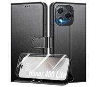 Mofurd Funda para Honor 400 Lite 5G + 2 * Protector de Pantalla de Vidrio Templado, [Bloqueo RFID] Funda con Tapa de Cuero PU Premium Protector [Ranuras para Tarjetas] [Soporte], Negro