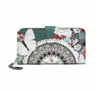 MoFut Cartera Grande para Mujer, Cartera Mujer Gran Formato Largo con diseño Floral y Flores en Estilo Mandala y étnico, Cartera con Cremallera y botón a presión - Mariposas