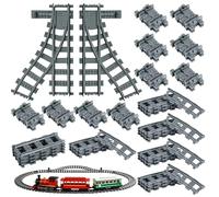 MOFXWHE 40 Piezas City Vías para Tren de Juguete, Vías de Tren Rieles de la Ciudad, para Niños y Niñas, Juego de Ampliación de Ferrocarril, Compatible con Líderes del Mercado, Idea de Regalo