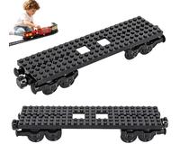 MOFXWHE Juego de 2 bloques de construcción para vagón de tren, juego de rieles para tren de mercancías, bloques de construcción, accesorios para tren de ciudad, juego de ampliación compatible con el