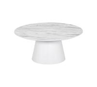 MOG CASA Mesa de Centro Ø 90 x 40 cm Sylvia con Tablero de melamina de 25 mm Efecto mármol y Estructura de MDF Blanca, diseño Elegante y Moderno, fácil de Limpiar, para salón y Zona Lounge