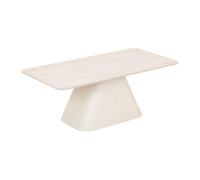 MOG CASA Mesa de Centro RILKE 120 x 60 x 45 cm, Tablero de melamina Efecto Piedra Beige Claro y Estructura metálica Crema, diseño Elegante y Minimalista, fácil de Limpiar, para salón y Zona Lounge