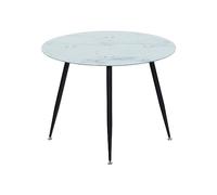 MOG CASA Mesa de Comedor Fija Redonda Corin | 100 x 100 x 75 cm | Ideal para Cocina o Salón | Ideal para 3 a 4 Personas | Tablero con Efecto Mármol Blanco | Patas de Metal en Negro