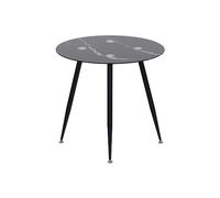 MOG CASA Mesa de Comedor Fija Redonda Corin | 80 x 80 x 75 cm | Ideal para Cocina o Salón | Ideal para 2 a 4 Personas | Tablero con Efecto Mármol Negro | Patas de Metal en Negro