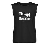 Mog Father Cat Lover Fathers Day Vest Tank T-Shirt Men's Black Unisex Sleeveless Tops Tee, Negro , L