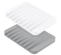 MOGADEE® Jabonera, 2 unidades, jabonera de silicona con desagüe, soporte de jabón de silicona para baño, ducha, diseño antideslizante, bandeja de jabón para baño, cocina, contador