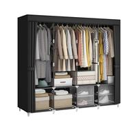 MOGELAFOO Armario portátil, organizador de almacenamiento con cubierta de tela no tejida, 4 varillas ajustables para colgar y 8 estantes, 67 pulgadas de ancho x 18 pulgadas de profundidad x 66