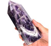 MOGEMT Large Dream Amethyst Healing Crystal Wand Point Obelisco Tower 6 facetadas Reiki Chakra Meditación Terapia 1.5-2 libras