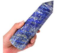MOGEMT Torre de obelisco de lapislázuli natural, varita grande de cristal curativo, 6 facetadas, terapia de meditación de chakras Reiki, 1.5-2 libras
