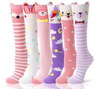 MOGGEI 6 pares de calcetines altos hasta la rodilla para niños y niñas, regalo largos, locos, tontos, divertidos calcetines divertidos para niños