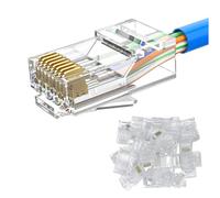 MOGOOD 25 Piezas Conectores RJ45 CAT6, 10Gbps Conectores Rj45 Ethernet, Conector Cat6, enchufe Cat6 UTP para cable de instalación Cat5E, Cat5