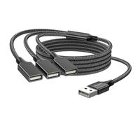 MOGOOD 3 en 1 USB Splitter Cable, USBA Power Splitter 1 Male to 3 Female USBA 2.0 Adapter 1 to 3 USB Adapter Tipo A Extension Cable Tipo A multiport for Charging/Data Transfer/Laptop/Mac