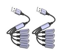 MOGOOD 4 en 1 Cable USB, Adaptador USB a USB, Divisor USB de múltiples Salsas, USB a 4 USB Converter de Cable Hembra Multi Puertos USB Cable de extensión de alimentación USB para PC/Car/TV/U Disk