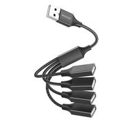 MOGOOD 4 en 1 Cable USB, Adaptador y Divisor de Múltiples Salidas, Convertidor de 1 a 4 Puertos Hembra, Cable de Extensión de Alimentación para PC/Coche/TV/Disco U